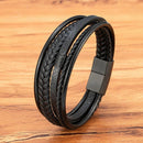Pulseira Masculina Dupla em Couro