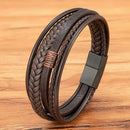 Pulseira Masculina Dupla em Couro
