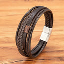 Pulseira Masculina Dupla em Couro